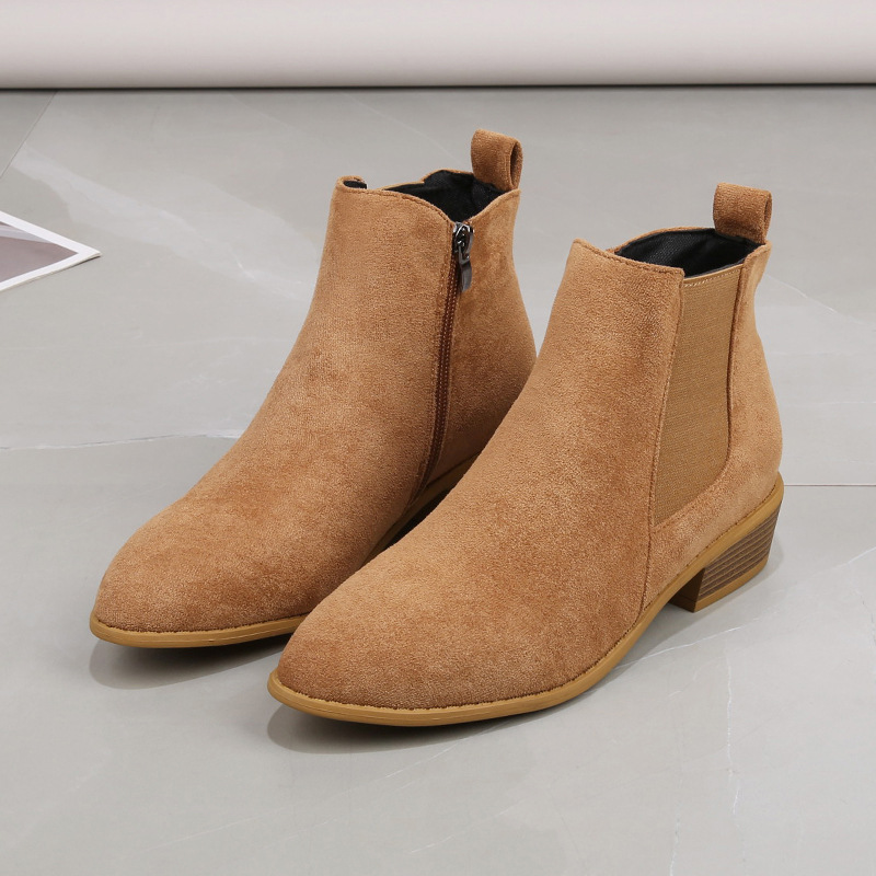 Sewing Zipper - Women's Short Boots Autumn Pointed Flannel