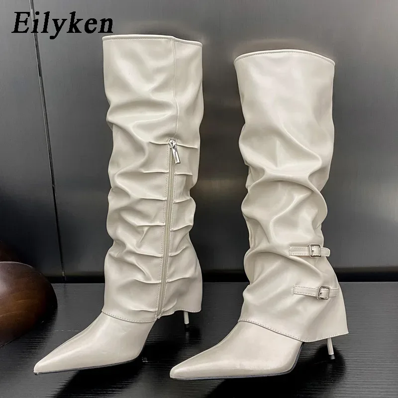 Sewing Zipper - Eilyken Fashion Pleated Buckle Women Knee-High