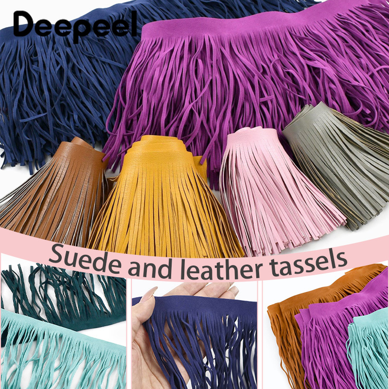 Textile And Sewing Supply - 1M 10-30cm Leather Suede Tassel Fringes