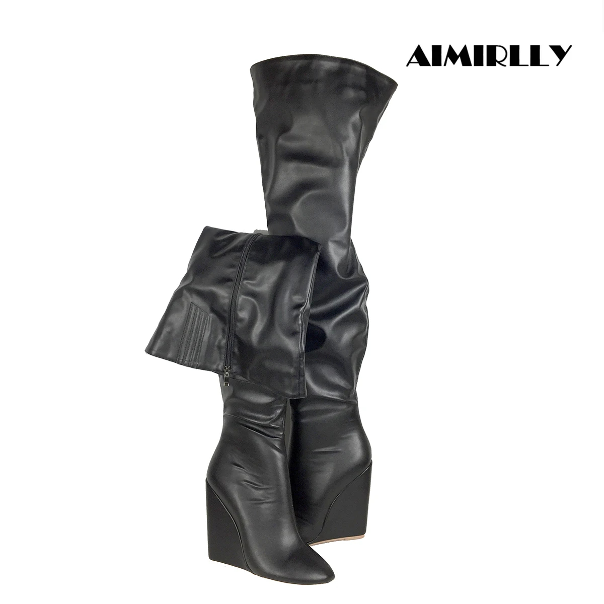 Women’s Black Over-the-Knee Bo - Sewing Zipper ulasan dan harga
