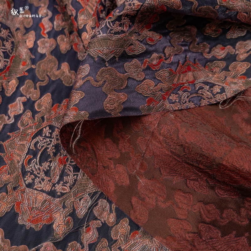 Purple Red Rayon Floral Jacqua - Sewing Fabric ulasan dan harga