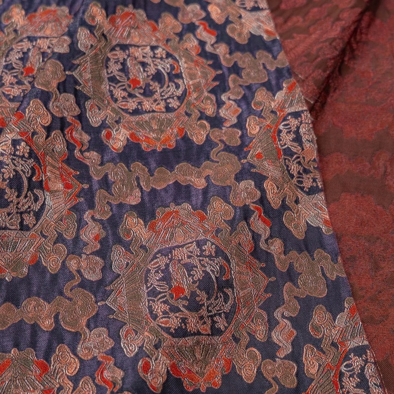 Purple Red Rayon Floral Jacqua - Sewing Fabric ulasan dan harga