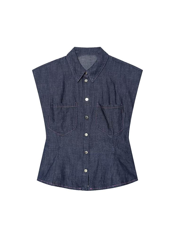 TFMLN Women Denim Pant Set Chi - Shoulder Pad Set In ulasan dan harga