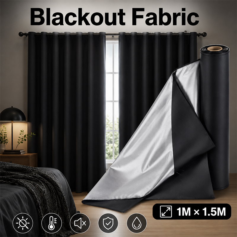 1m Black Silver Coated Blackou - Sewing Fabric ulasan dan harga