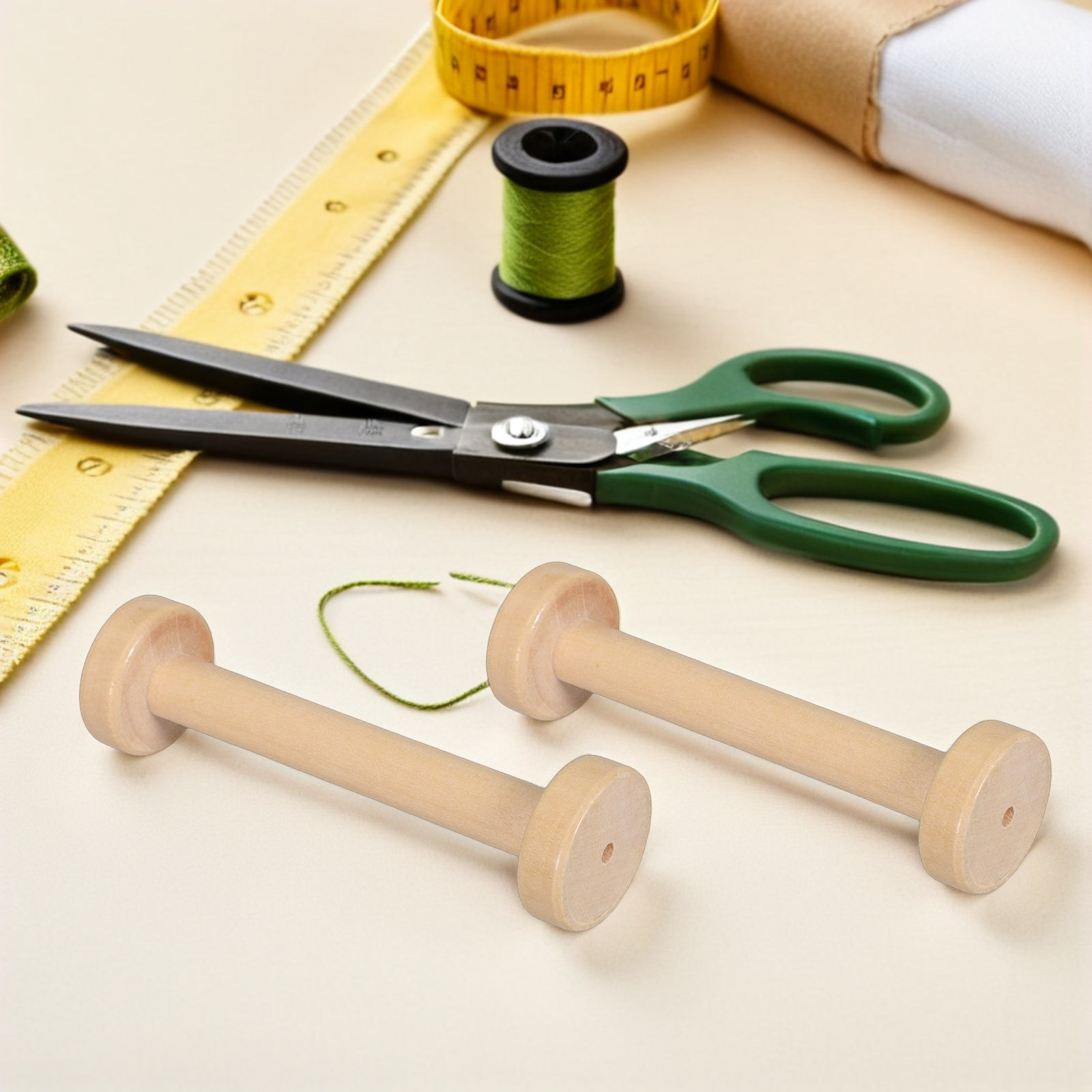 5Pcs Wooden Spools Natural Vin - Sewing And Textile ulasan dan harga