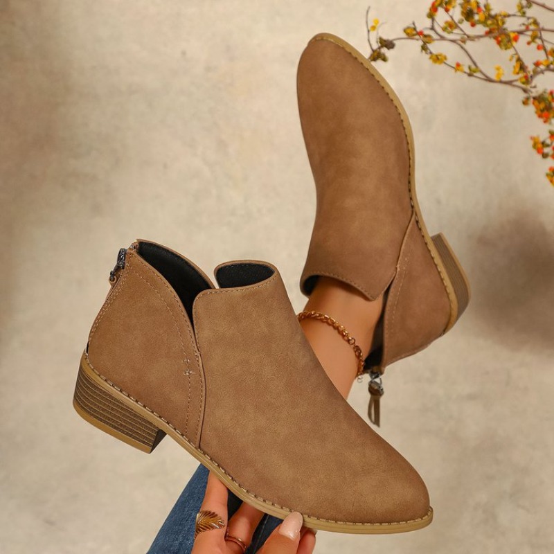 Women's Ankle Boots Round Toe  - Sewing Zipper ulasan dan harga