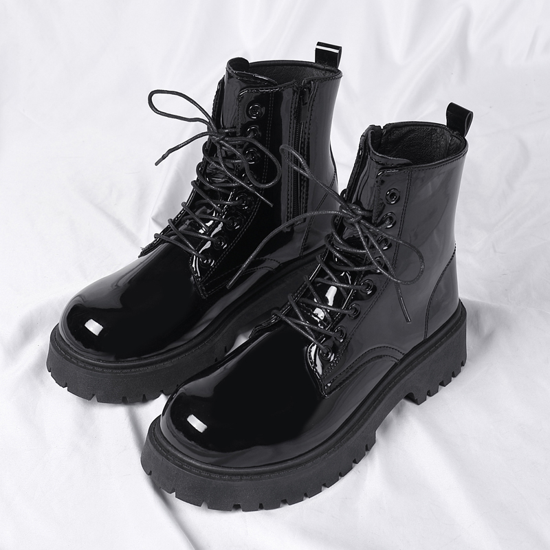 Combat Ankle Boots、Patent Leat - Sewing Zipper ulasan dan harga