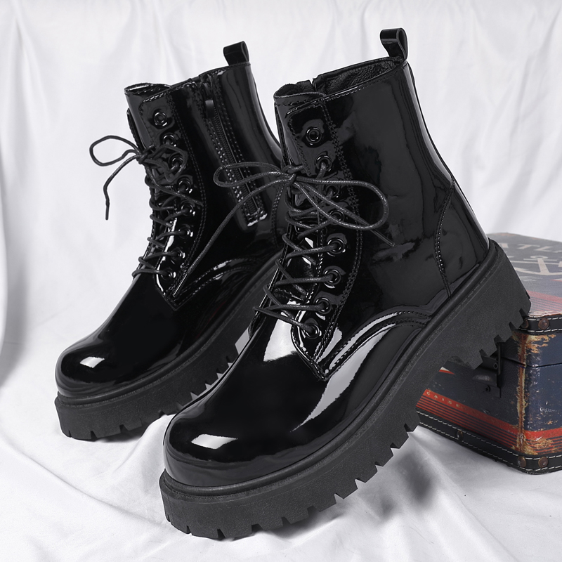 Combat Ankle Boots、Patent Leat - Sewing Zipper ulasan dan harga