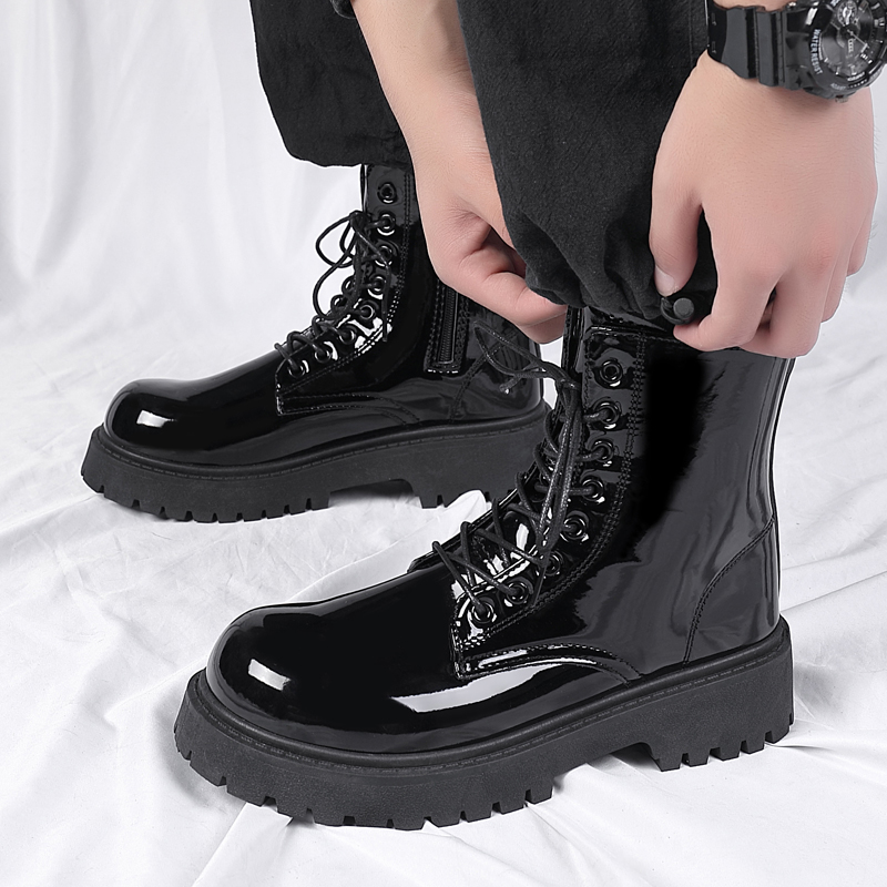 Combat Ankle Boots、Patent Leat - Sewing Zipper ulasan dan harga