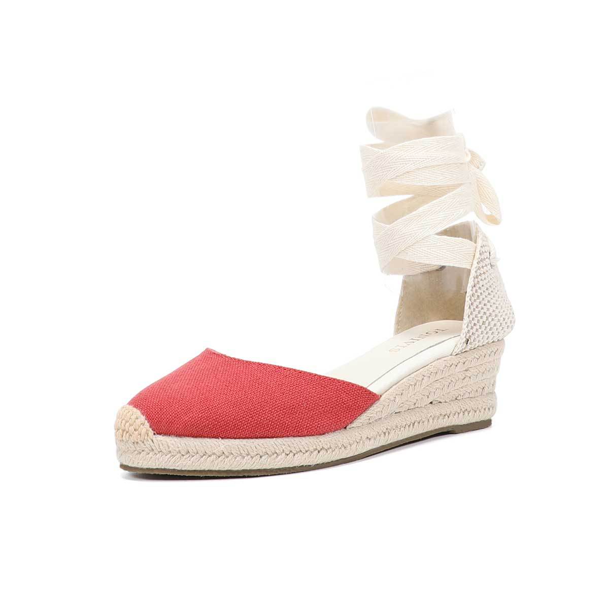 Women Wedge Espadrilles Lace U - Sewing Fabric ulasan dan harga