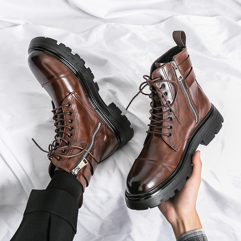 Brand Men's Naked Boots Fashio - Sewing Zipper ulasan dan harga