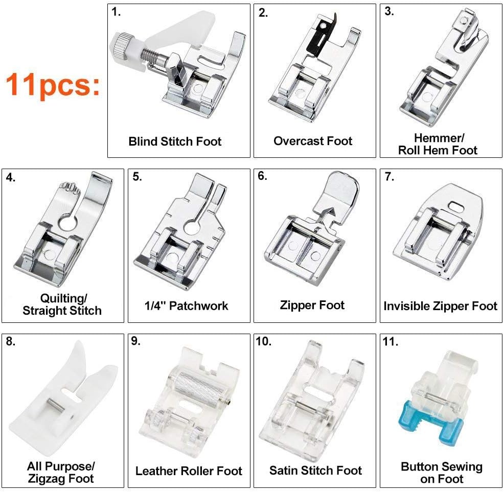 11Pcs Presser Feet Set - Walki - Rolled Hem Foot ulasan dan harga